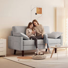 HOMCOM 66.5" Velvet Upholstered 3 Seater Sofa Couch with 2 Pillows - Grey-Multilayer board frame and rubberwood legs ensure lasting durability, supporting up to 794 lb. (360 kg)  