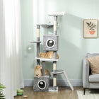 PawHut 65" Multi-Level Cat Tree Tower with Condos and Perch - Grey-Multiple sisal-wrapped posts meets scratching instincts, protecting your valuable home furniture 