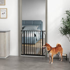 PawHut 30"- 34" Extra Wide Dog Gate with Double Locking System - Black-Colour: Black