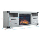 Manhattan Comfort Richmond 60" Modern Fireplace - Black and Grey - Set of 2-Includes: 2 Full Extension Drawers, 2 Open Shelves, and 1 Electric Firebox. Packaging Includes 1 Additional Shelf for Option to Replace Firebox