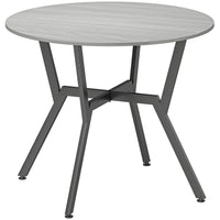 HOMCOM Round Dining Table with Steel Frame for Kitchen - Grey-Modern style seamlessly blends with most home decorations