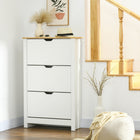 HOMCOM Narrow Shoe Cabinet with 3 Flip Drawers & Adjustable Shelf for Entryway - White-Anti-tilt design prevents it from tipping over