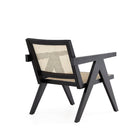 Manhattan Comfort Hamlet 22.64" Industry Chic Accent Chair - Black and Natural Cane - 2 Pack-Unique Square Backrest Made of Cane