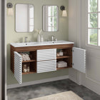 Modway Render 48" Wall-Mount Bathroom Vanity - White/Walnut/White-Full-Extension Drawers