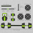 Soozier 4-in-1 Adjustable Dumbbell Set - 55 lb Free Weights Set - Green-Plastic surface is tough, odourless and rust-resistant 