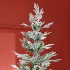 HOMCOM 7.5' Snow-Flocked Pencil Artificial Christmas Tree - Green-Hinge construction and automatic branch opening for easy setup 