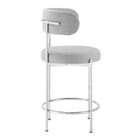 Modway Albie Fabric Counter Stools - Grey/Silver - 2 Pack-8