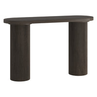 Hudson&Canal Isa Oval Fluted Console Table - 55" W - Brown Oak-A fresh take on a classic Scandinavian design for your living room, den, and more