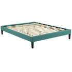 Modway Tessie Fabric Queen Bed Frame with Squared Tapered Legs - Teal-Solid Wood Frame