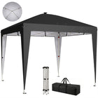 Outsunny 10 ft W x 10 ft L Pop Up Canopy Tent with Central Light - UPF 50+ - Black-Built-in solar or USB charged central light for convenient illumination