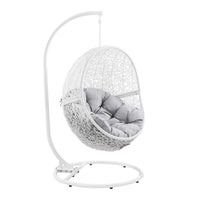 Modway Encase Outdoor Patio Rattan Swing Chair - White Grey-Modern Outdoor Patio Swing Chair