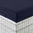Modway Convene Outdoor Patio Ottoman - Light Grey/Navy-Non-Marking Foot Glides