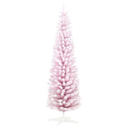 HOMCOM 6' Pencil Artificial Christmas Tree with Snow-Flocked Branches - Pink-Lush with tips that provide a healthy, natural look 