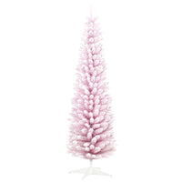 HOMCOM 6' Pencil Artificial Christmas Tree with Snow-Flocked Branches - Pink-Lush with tips that provide a healthy, natural look 