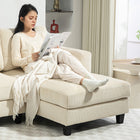 HOMCOM L Shape Sofa with Chaise Lounge - Beige-Sleek silhouette and textured upholstery complement a modern look