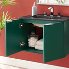 Modway Maybelle 24" Wall-Mount Bathroom Vanity - Green/Black-Melamine Construction