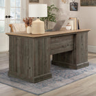 Sauder Sonnet Springs Executive Desk - Pebble Pine-Finished on all sides for versatile placement
