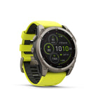 Garmin fēnix 8 - Solar Outdoor Recreation/Adventure Watches - 51 mm - Sapphire, Titanium with Amp Yellow/Graphite Silicone Band-8