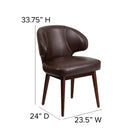 Flash Furniture Comfort Back Series Brown Leather Side Reception Chair with Walnut Legs-LeatherSoft is leather and polyurethane for added Softness and Durability