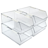 Azar Displays Large Narrow Plastic Storage Bin - Clear - 4 Pack-Clear design for quick visibility and effortless organization