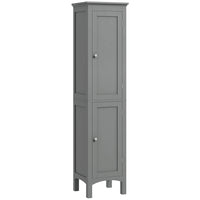 Kleankin Tall Bathroom Storage Cabinet with Adjustable Shelves - Grey-Enclosed cabinets neatly arrange your collection of bathroom essentials