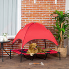 PawHut Elevated Cooling Pet Bed with Canopy for XL Dogs - Red-Features a lightweight, steel frame making it highly durable 