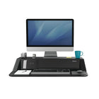 Fellowes 32.75" Lotus DX Sit to Stand Desk - Dual Monitor - Black-Protection: Contains Microban antimicrobial technology for powerful, continuous product protection against bacteria