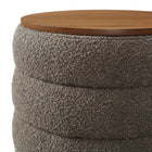 Modway Mezzo Round Boucle Fabric Storage Ottoman - Pebble-8