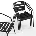 Flash Furniture Black Metal Restaurant Stack Chair with Aluminum Slats-Black Steel Frame Finish
