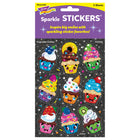 TREND Cupcake Cuties Sparkle Stickers - 6 Packs of 18-18 stickers (9 designs, 2 sheets) per pack, sold as 6 packs, 108 stickers total.
