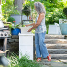 Suncast Wicker Trash Hideaway - White-Latching lid keeps tgarbage secure from pets or critters.