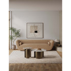 Manhattan Comfort Monica Modern Glam Coffee and End Table - Gold - Set of 2-Beautiful Sintered Stone Table Top