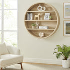 Modway Romy 47" Round Wall Book Shelf - Natural-Open Shelf Storage