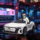Aosom 12V Audi RS e-tron GT Kids Electric Ride-On Car with Remote Control - White-Separate horn and music buttons on the steering wheel for loud and clear audio 