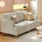 HOMCOM 74" 3 Seater Sofa with Thick Spring Cushions - Beige-A solid eucalyptus frame with rubber wood legs ensures a stable, reliable seating foundation
