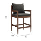 Modway Remington Wood Counter Stool - Charcoal - 2 Pack-Foam-Padded Seat