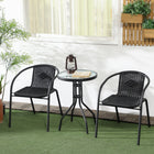 Outsunny 3-Pieces Wicker Patio Furniture Set - Black-Chair can be stacked to save space when not in use 
