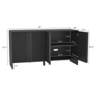 Manhattan Comfort Novara 60" Contemporary 4-Door Sideboard - Black-Adjustable interior shelves for flexible storage and organization