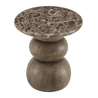 Modway Pietra Indoor/Outdoor Round Side Table - Dark Emperador Marble-Modern Sculptural Round Side Table