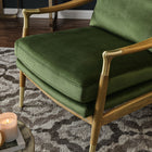 Modway Langford Performance Velvet Accent Armchair - Moss Green Walnut-Charming Brass Accents