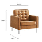 Modway Loft Tufted Vegan Leather Armchair and Ottoman Set - Silver Tan-Vegan Leather Upholstery