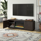 Hudson&Canal Mansfield TV Stand with 26" Crystal Fireplace for TV's up to 78" - Alder Brown-Product Dimensions: 15.5" L x 70" W x 22" H
