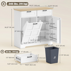 HOMCOM 7 Gallon Tilt Out Trash Sideboard Buffet Cabinet with Hidden Garbage Space & Drawers - White-Two door racks with guardrails keep snacks and drinks in place