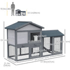 PawHut Wooden Rabbit Hutch - Grey-Raised perch keeps your small animals safe, dry and warm, especially on rainy days 
