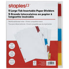 Staples Wide Tab Insertable Dividers - 5 Tab - Coloured-Insertable Tabs