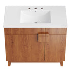 Modway Miles 36" Bathroom Vanity - White/Walnut-Assembly Required