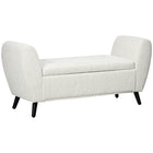 HOMCOM Upholstered Storage Bench with Armrests - Cream White-Button-tufted design adds a touch of elegant glamour to your house