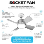 Bell+Howell 15.7 in. Socket Fan Light with Remote - Nickel-Choose from multiple light settings- high, medium or low