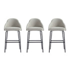 Manhattan Comfort Gracie 22" Modern Leatherette Upholstered Barstool - Stone and Black - 3 Pack-Modern Barstool with Backseat Perfect for Bar and Kitchen Use. Set of 3