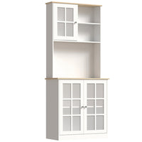 HOMCOM 72" H Kitchen Pantry Cabinet with 3 Units, 2 Open Shelves and Countertop - White-Sturdy construction for a stable use 